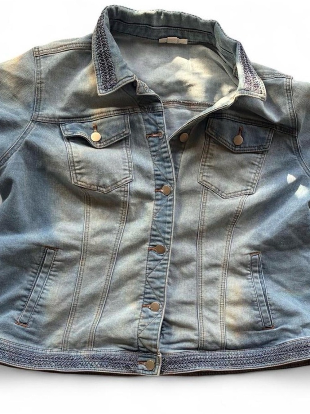 Westport Light Blue Denim Stretch Jacket with Button Front Size 2X